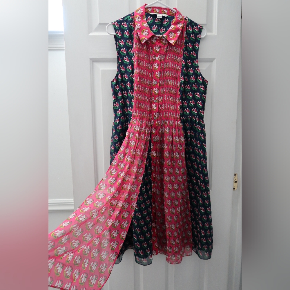 Diane Von Furstenberg Pink and Green Floral Sleeveless Dress